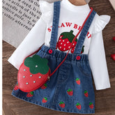 3-Piece Strawberry Suspender Dress Set with Matching Bag (6M–3Y)