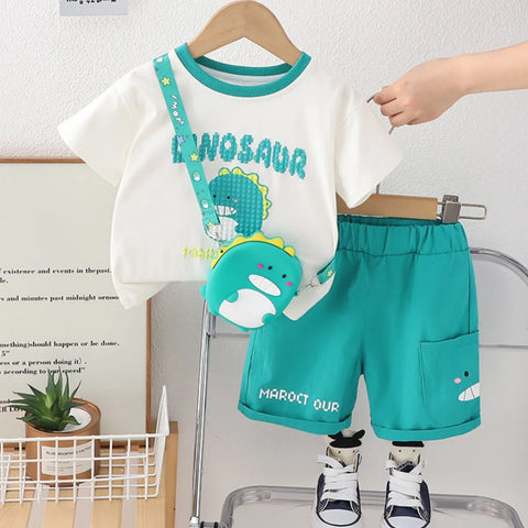 Boys' Dinosaur Summer Set with Mini Crossbody Bag – 2 Piece (1-6 Years) Boys' Dinosaur Summer Set with Mini Crossbody Bag – 2 Piece (1-6 Years)