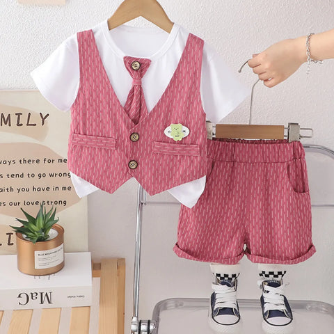 Boys' 3-Piece Summer Outfit – Vest, Shorts & Tie Set (1-6 Years) Boys' 3-Piece Summer Outfit – Vest, Shorts & Tie Set (1-6 Years)