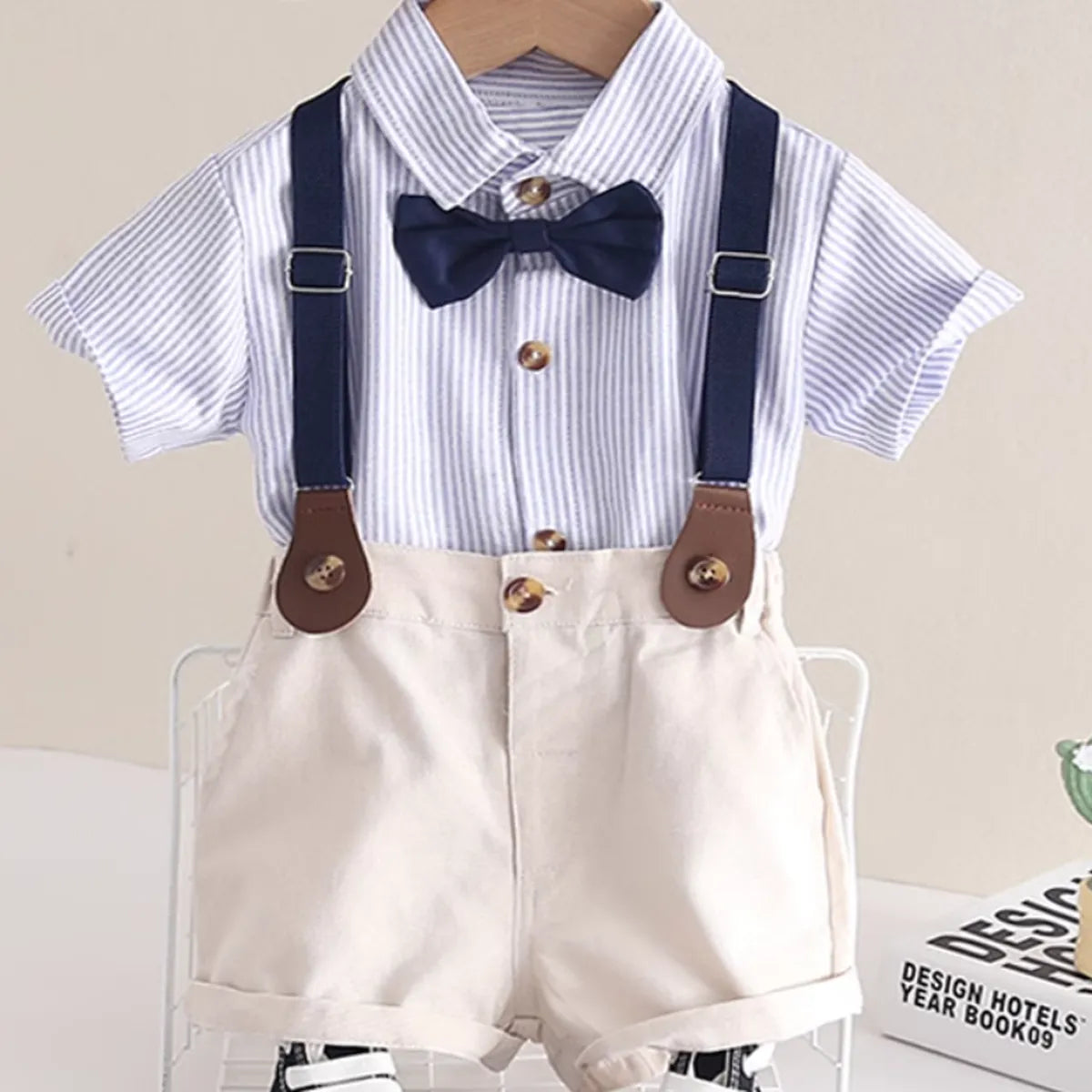Classic Boys' Bowtie Suspender Shorts Outfit (1–5 Years)