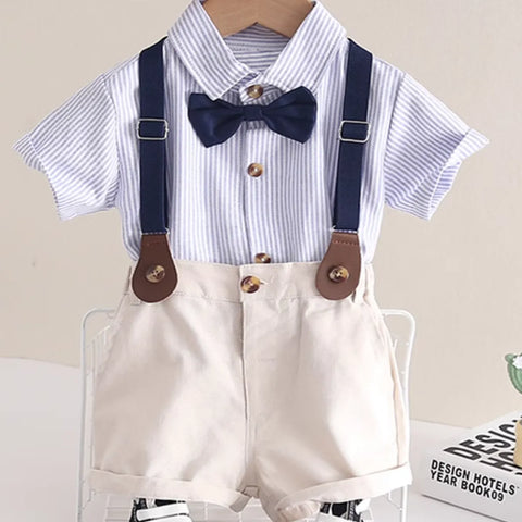 Classic Boys' Bowtie Suspender Shorts Outfit (1–5 Years) Classic Boys' Bowtie Suspender Shorts Outfit (1–5 Years)