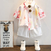Splash Print Shirt & White Shorts Set β Breezy Summer Mood (1-8 Years)