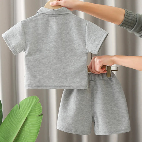 Boys' Soft Grey Bear Polo Set β Comfy 2 Piece Boys' Soft Grey Bear Polo Set β Comfy 2 Piece