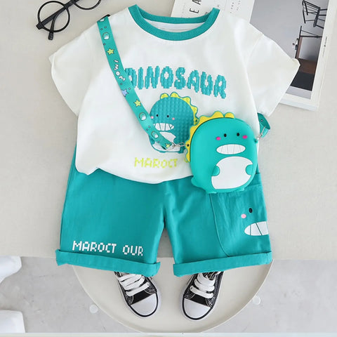 Boys' Dinosaur Summer Set with Mini Crossbody Bag – 2 Piece (1-6 Years) Boys' Dinosaur Summer Set with Mini Crossbody Bag – 2 Piece (1-6 Years)
