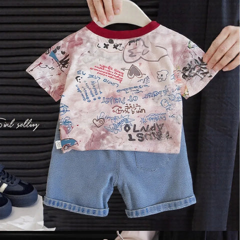 Boys' Street Art Summer Set – Printed Tee & Denim Shorts (1-6 Years) Boys' Street Art Summer Set – Printed Tee & Denim Shorts (1-6 Years)