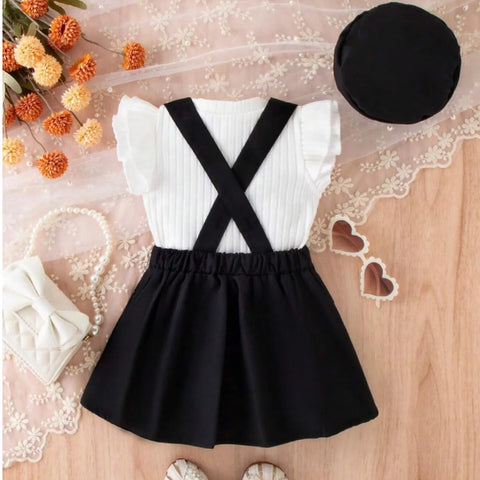 Classic Suspender Skirt Set with Pleats & Matching Beret (1-4 Years) Classic Suspender Skirt Set with Pleats & Matching Beret (1-4 Years)