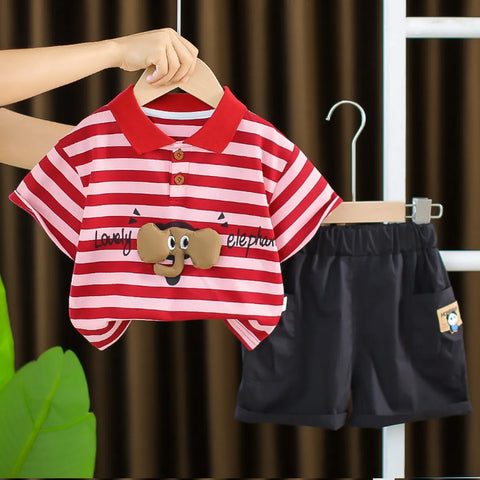 Boys' Striped Elephant Polo Set β Red Edition Boys' Striped Elephant Polo Set β Red Edition