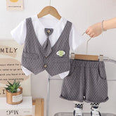Boys' 3-Piece Grey Summer Outfit β Vest, Shorts & Tie Set (1-6 Years)