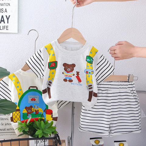 Boys' Summer Bear Travel Outfit – Adventure-Inspired Set Boys' Summer Bear Travel Outfit – Adventure-Inspired Set