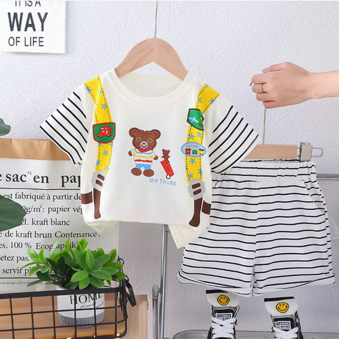 Boys' Summer Bear Travel Outfit – Adventure-Inspired Set Boys' Summer Bear Travel Outfit – Adventure-Inspired Set
