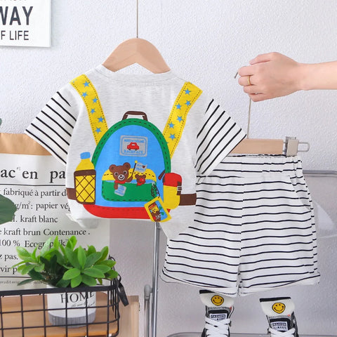 Boys' Summer Bear Travel Outfit – Adventure-Inspired Set Boys' Summer Bear Travel Outfit – Adventure-Inspired Set