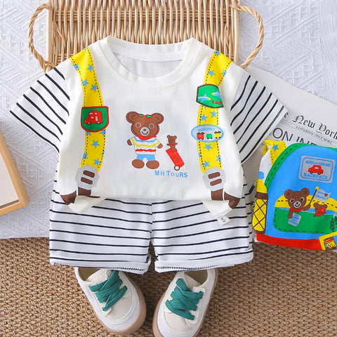 Boys' Summer Bear Travel Outfit – Adventure-Inspired Set Boys' Summer Bear Travel Outfit – Adventure-Inspired Set