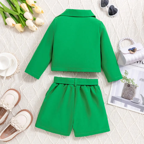 Mini Boss 3-Piece Green Blazer Shorts Set with Ribbed Halter Top (3-7 Years) Mini Boss 3-Piece Green Blazer Shorts Set with Ribbed Halter Top (3-7 Years)