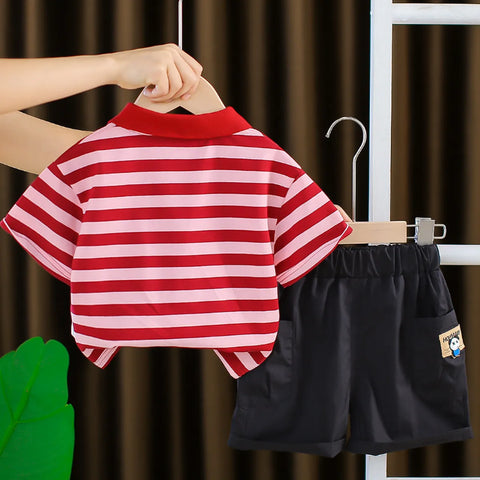 Boys' Striped Elephant Polo Set β Red Edition Boys' Striped Elephant Polo Set β Red Edition