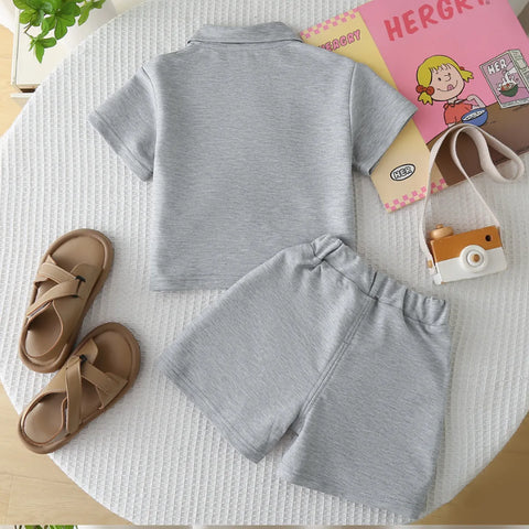 Boys' Soft Grey Bear Polo Set β Comfy 2 Piece Boys' Soft Grey Bear Polo Set β Comfy 2 Piece