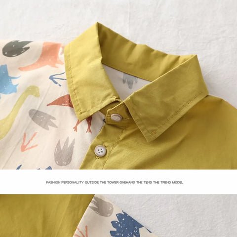 Colorful Dino Print Shirt & Shorts Set for Boys (1-5 Years) Colorful Dino Print Shirt & Shorts Set for Boys (1-5 Years)