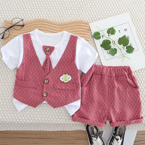 Boys' 3-Piece Summer Outfit – Vest, Shorts & Tie Set (1-6 Years) Boys' 3-Piece Summer Outfit – Vest, Shorts & Tie Set (1-6 Years)