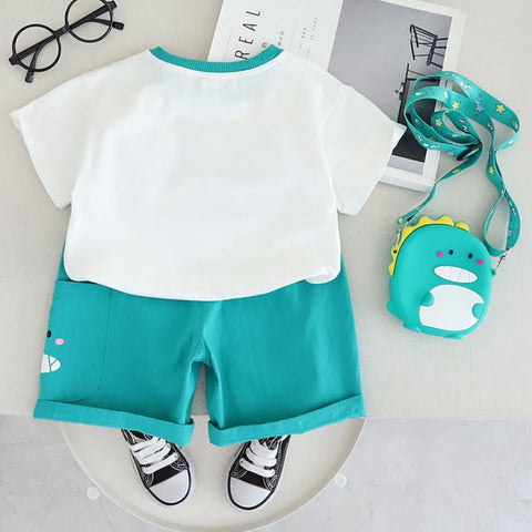 Boys' Dinosaur Summer Set with Mini Crossbody Bag – 2 Piece (1-6 Years) Boys' Dinosaur Summer Set with Mini Crossbody Bag – 2 Piece (1-6 Years)
