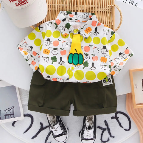 Boys' Cartoon Fruit Shirt & Shorts Set – Colorful Style (1-5 Years) Boys' Cartoon Fruit Shirt & Shorts Set – Colorful Style (1-5 Years)