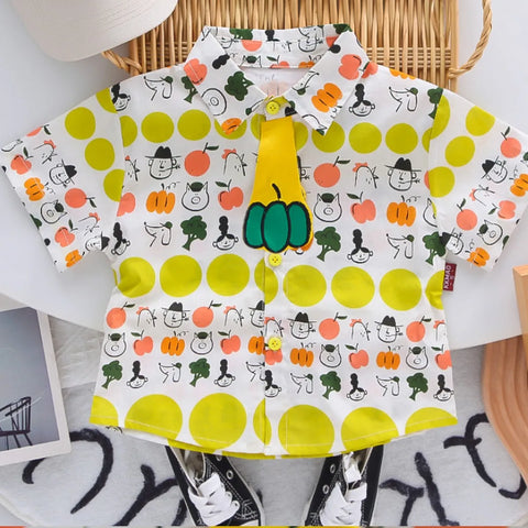 Boys' Cartoon Fruit Shirt & Shorts Set – Colorful Style (1-5 Years) Boys' Cartoon Fruit Shirt & Shorts Set – Colorful Style (1-5 Years)
