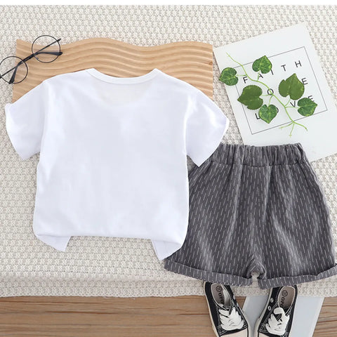 Boys' 3-Piece Grey Summer Outfit – Vest, Shorts & Tie Set (1-6 Years) Boys' 3-Piece Grey Summer Outfit – Vest, Shorts & Tie Set (1-6 Years)