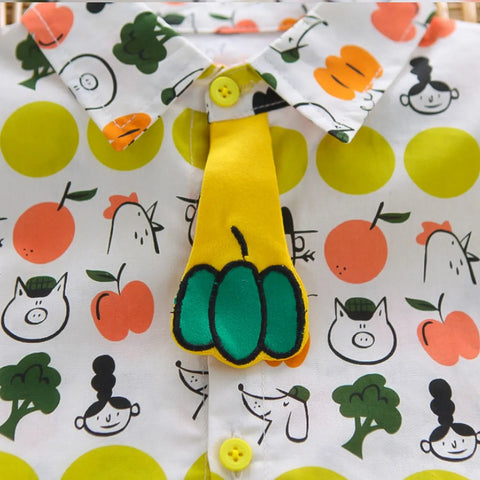 Boys' Cartoon Fruit Shirt & Shorts Set – Colorful Style (1-5 Years) Boys' Cartoon Fruit Shirt & Shorts Set – Colorful Style (1-5 Years)