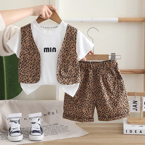 Boys' Leopard Print Vest & Shorts Summer Set (1-5 Years) Boys' Leopard Print Vest & Shorts Summer Set (1-5 Years)
