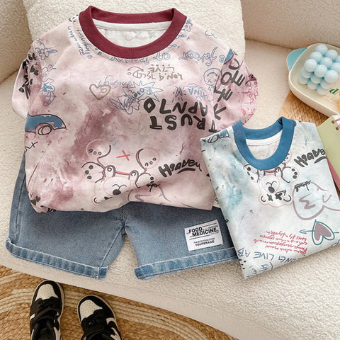Boys' Street Art Summer Set – Printed Tee & Denim Shorts (1-6 Years) Boys' Street Art Summer Set – Printed Tee & Denim Shorts (1-6 Years)