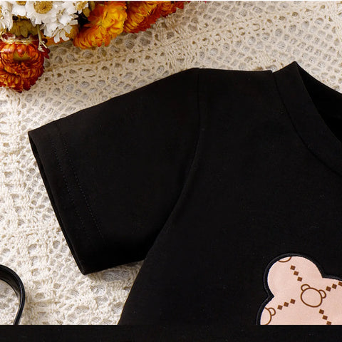 Chic Bear Print Dress & Beret Set – Designer-Inspired Look (4-7 Years) Chic Bear Print Dress & Beret Set – Designer-Inspired Look (4-7 Years)
