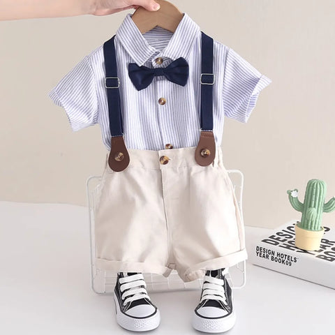 Classic Boys' Bowtie Suspender Shorts Outfit (1–5 Years) Classic Boys' Bowtie Suspender Shorts Outfit (1–5 Years)