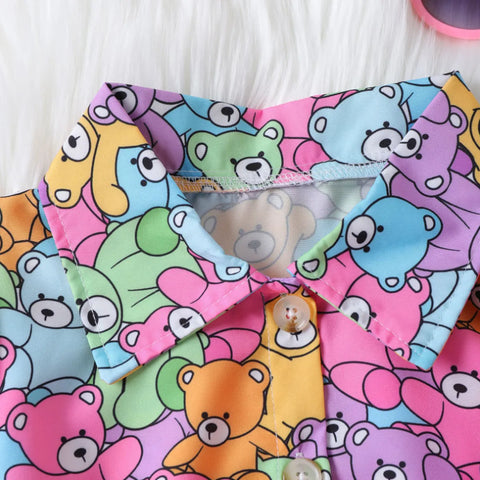 Neon Bear Print Shirt & Hot Pink Dress Combo (4-7 Years) Neon Bear Print Shirt & Hot Pink Dress Combo (4-7 Years)