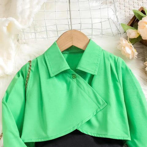 Trend Setter Cropped Shirt & Skater Skirt Set β Neon Green & Black (3-7 Years) Trend Setter Cropped Shirt & Skater Skirt Set β Neon Green & Black (3-7 Years)