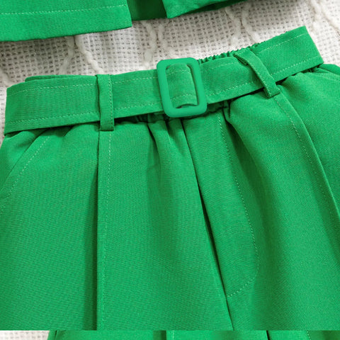 Mini Boss 3-Piece Green Blazer Shorts Set with Ribbed Halter Top (3-7 Years) Mini Boss 3-Piece Green Blazer Shorts Set with Ribbed Halter Top (3-7 Years)