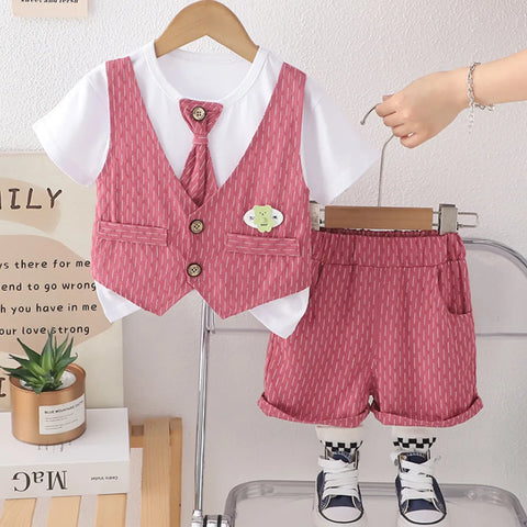 Boys' 3-Piece Summer Outfit – Vest, Shorts & Tie Set (1-6 Years) Boys' 3-Piece Summer Outfit – Vest, Shorts & Tie Set (1-6 Years)