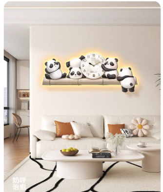 Set of Four Panda Wall Clock - Panda Wall Clock with Rocking Legs Set of Four Panda Wall Clock - Panda Wall Clock with Rocking Legs
