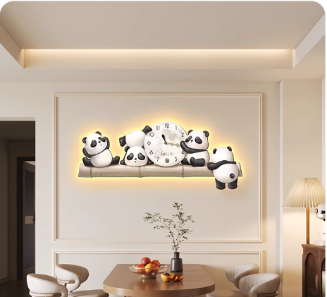 Set of Four Panda Wall Clock - Panda Wall Clock with Rocking Legs Set of Four Panda Wall Clock - Panda Wall Clock with Rocking Legs