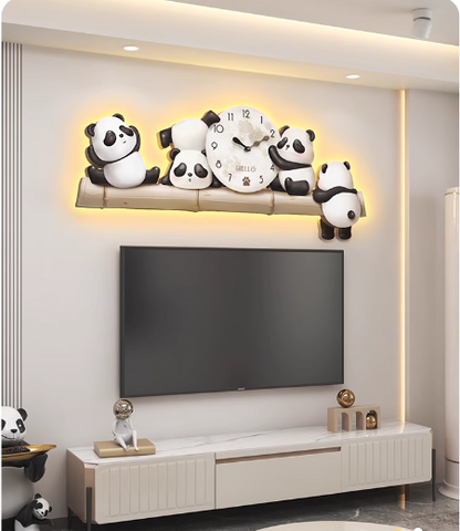 Set of Four Panda Wall Clock - Panda Wall Clock with Rocking Legs Set of Four Panda Wall Clock - Panda Wall Clock with Rocking Legs