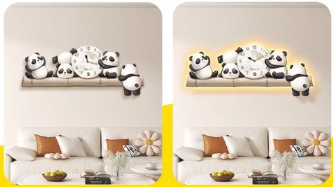 Set of Four Panda Wall Clock - Panda Wall Clock with Rocking Legs Set of Four Panda Wall Clock - Panda Wall Clock with Rocking Legs