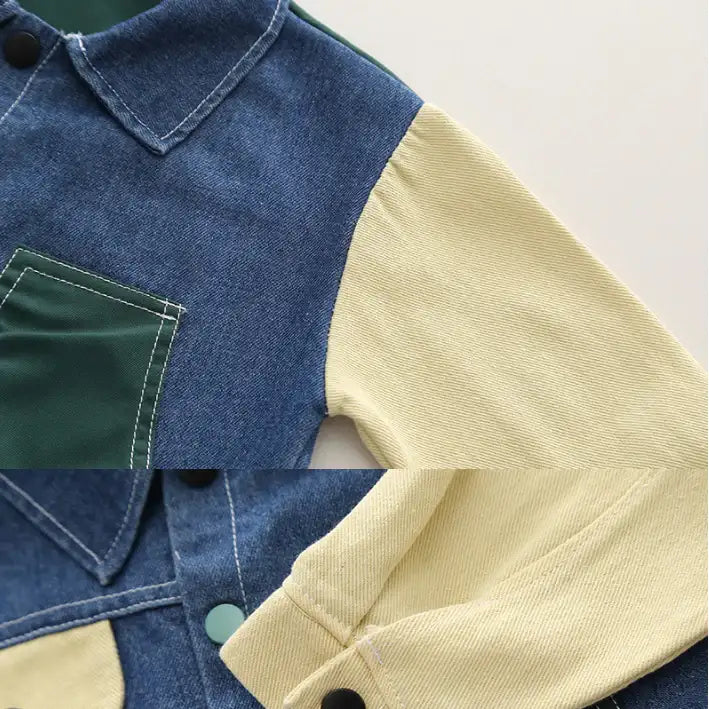 Boys Color Block Denim Jacket & Pants Set (1-5 Years)