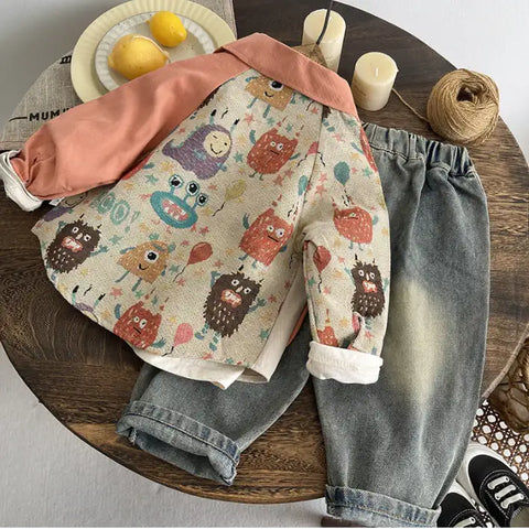 3-Piece Kids Jacket & Jeans Outfit – Teal or Coral (1-5 Years) 3-Piece Kids Jacket & Jeans Outfit – Teal or Coral (1-5 Years)