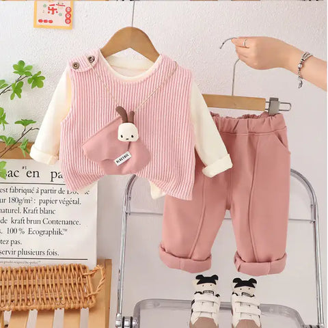 3-Piece Kids Vest Outfit with Plush Detail β Pink, Beige or Brown (1-5 Years) 3-Piece Kids Vest Outfit with Plush Detail β Pink, Beige or Brown (1-5 Years)