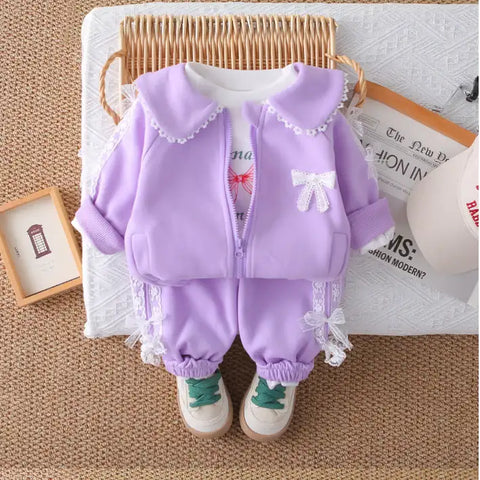 2-Piece Kids Outfit with Lace Bows β Pink or Purple (1-5 Years) 2-Piece Kids Outfit with Lace Bows β Pink or Purple (1-5 Years)