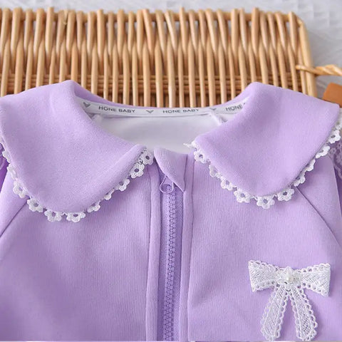 2-Piece Kids Outfit with Lace Bows β Pink or Purple (1-5 Years) 2-Piece Kids Outfit with Lace Bows β Pink or Purple (1-5 Years)