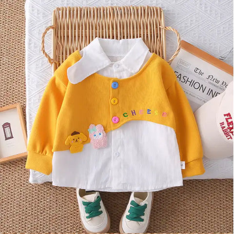 Kids Button-Up Collar Outfit β Yellow, Pink or Purple (1-5 Years) Kids Button-Up Collar Outfit β Yellow, Pink or Purple (1-5 Years)