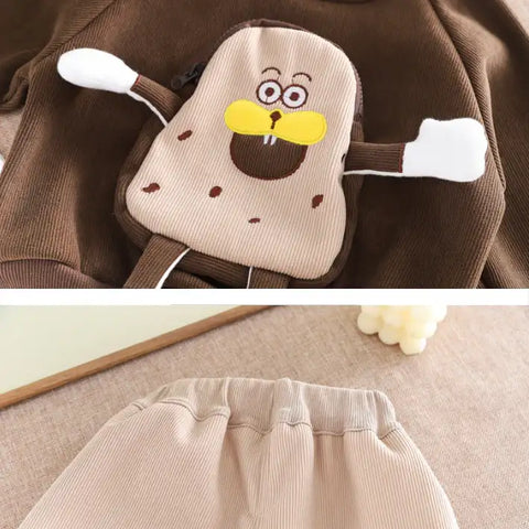 2-Piece Character Sweatshirt & Pants Set β Navy or Brown (1-5 Years) 2-Piece Character Sweatshirt & Pants Set β Navy or Brown (1-5 Years)