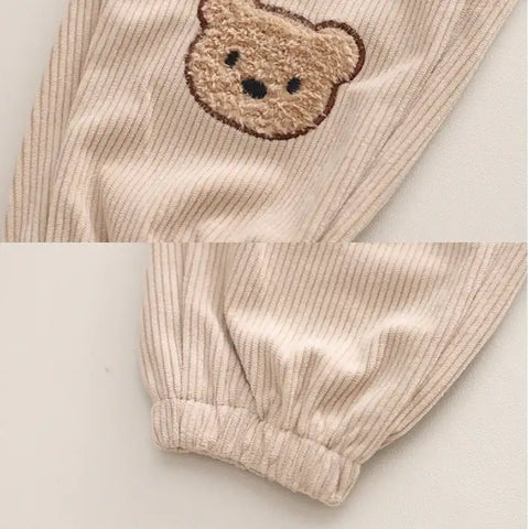 Toddler Bear Patch Striped Polo & Corduroy Pants Set (1-5 Years) Toddler Bear Patch Striped Polo & Corduroy Pants Set (1-5 Years)