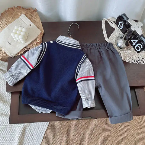Boys 3-Piece Elephant Vest, Shirt & Pants Set (1-5 Years) Boys 3-Piece Elephant Vest, Shirt & Pants Set (1-5 Years)