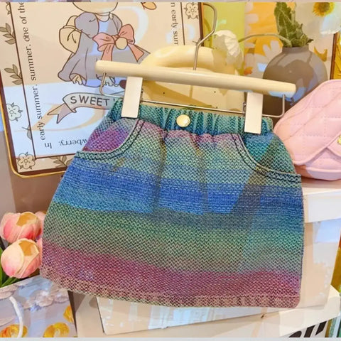 Colorburst Denim Dress with Flower Pin & Belt – Ages 2-8 Colorburst Denim Dress with Flower Pin & Belt – Ages 2-8
