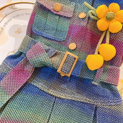 Colorburst Denim Dress with Flower Pin & Belt – Ages 2-8 Colorburst Denim Dress with Flower Pin & Belt – Ages 2-8