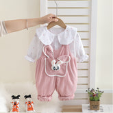2-Piece Kids Outfit with 3D Bunny Pocket β Pink or Brown (1-5 Years)